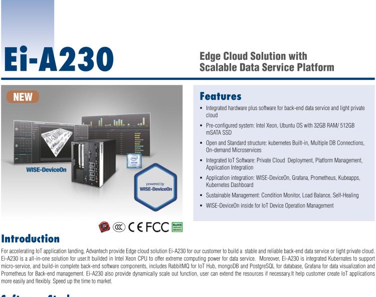 研華EI-A230 研華 EI-A230，邊緣計算系統(tǒng)服務(wù)器，搭載Intel Xeon E3-1275 V6 CPU，32GB RAM，512GB mSATA SSD，1T HDD *2，預(yù)裝Ubuntu 16.04操作系統(tǒng)。