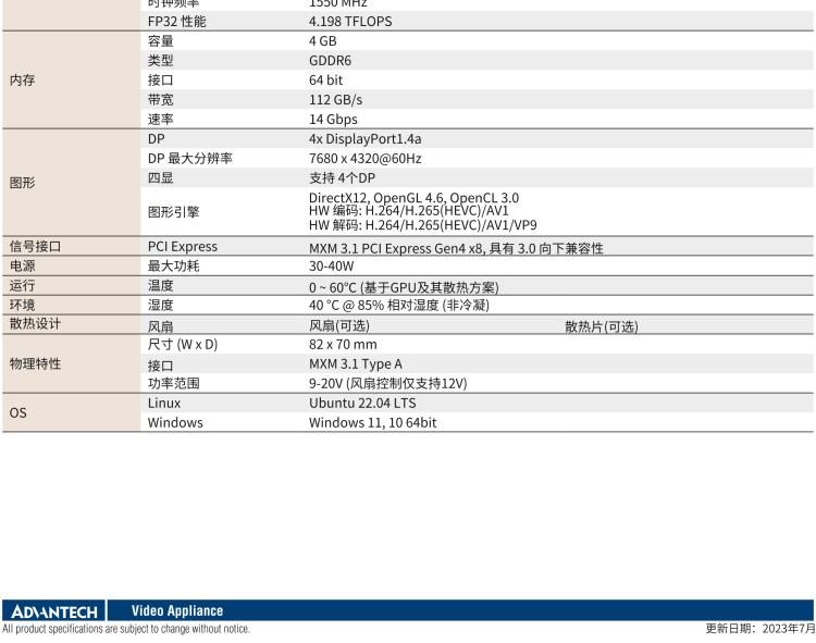 研華VEGA-X110 Intel Arc A370M MXM 3.1 Type A 嵌入式 GPU 卡，帶 DP1.4a