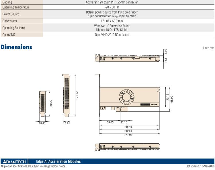 研華VEGA-340 基于Intel Movidius? Myriad? X VPU，PCIe x4 Edge AI 模塊，VPU*4 or VPU*8