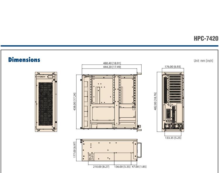 研華HPC-7420 用于EE-ATX/EATX/ATX主板的4U 短深度服務器機箱，帶有11個FH/FL擴展插槽