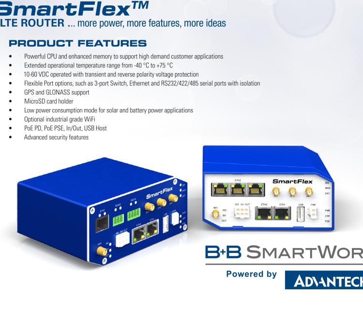 研華BB-SR30319125-SWH LTE 路由器、5E、USB、2I/O、SD、2S、帶 Wifi、PD、SL、Acc、SWH