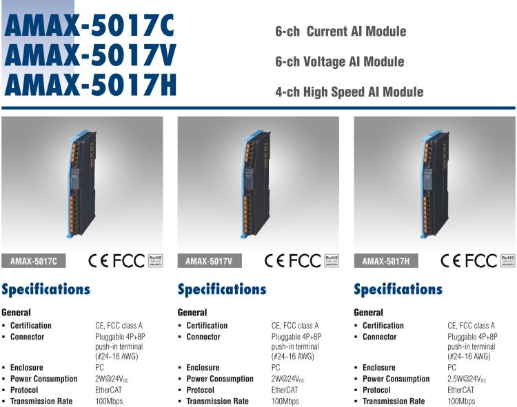 研華AMAX-5017H 4路高速模擬量輸入模塊，電壓 / 電流 4線 16位（插片式）