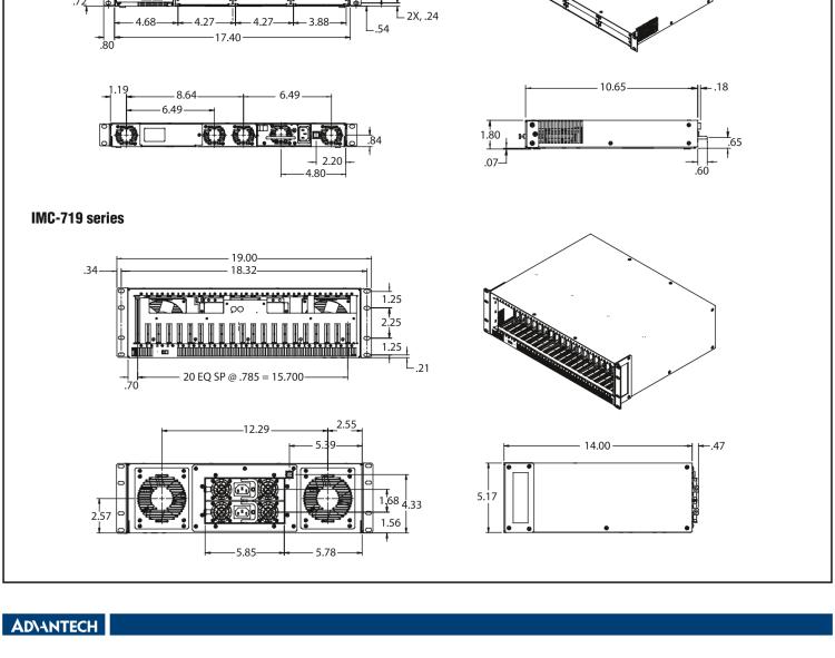 研華BB-850-10949-2DC 3 插槽 SNMP 可托管機箱，帶 2 個固定的直流電源