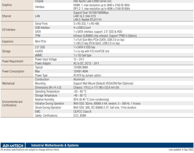 研華EPC-U2217 Intel Atom第六代Apollo Lake無風(fēng)扇嵌入式工控機(jī)，3LAN，板載eMMC，CANBUS