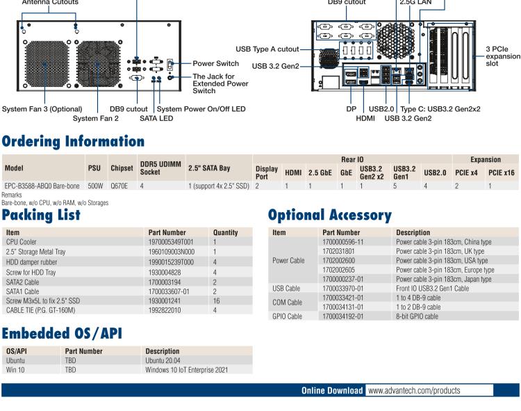 研華EPC-B3588 適配Intel 第12代 Core i 系列處理器，搭載Q670E芯片組?？纱钆銷(xiāo)VIDIA? RTX-A4500顯卡。3U高度，提供高端圖像處理應(yīng)用的解決方案。