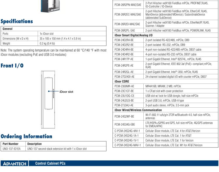 研華UNO-137 DIN導軌控制器，配備Intel?Atom?E3940 CPU、2個LAN、2個COM、3個USB 3.0、1個USB 2.0、2個DP 1.2、8個DI、8個DO、1個M.2、1個mPCIe、TPM 2.0