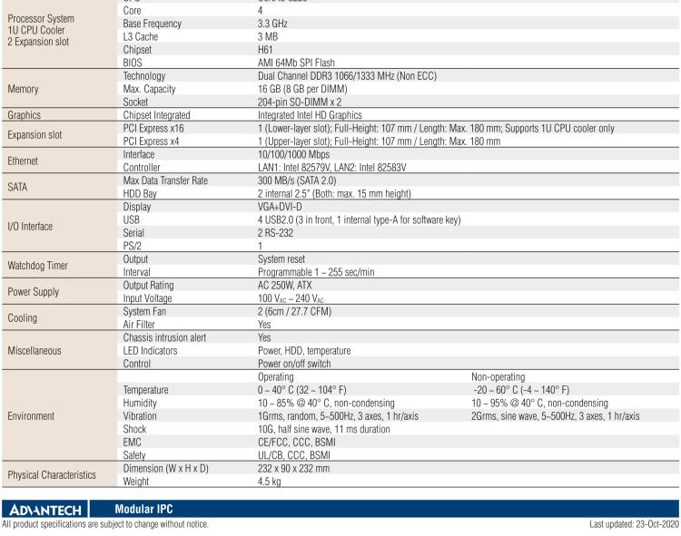 研華AiMC-3200 智能微型工控機(jī)，Intel Core i7/i5/i3 CPU,2 擴(kuò)展槽，250W 80 Plus PSU