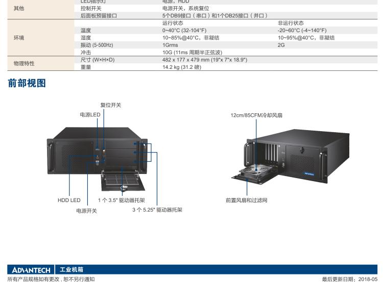研華IPC-940 經(jīng)典款4U機(jī)架式機(jī)箱，帶前置風(fēng)扇