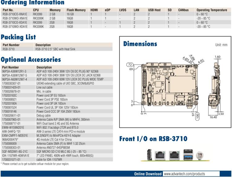 研華RSB-3710 Rockchip RK3399 Cortex-A72 2.5" 單板電腦，帶 UIO40-Express擴展