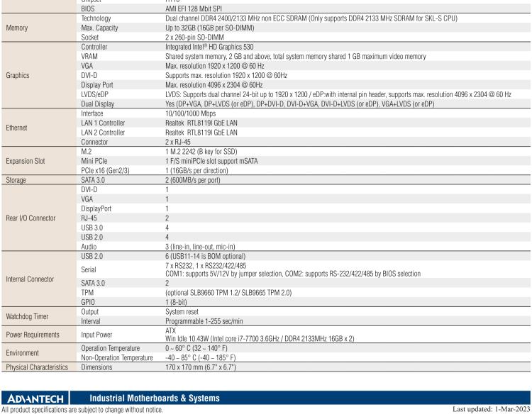 研華AIMB-205 適配Intel? 第6/7代 Core? i 處理器，搭載H110芯片組。高性價(jià)比，擁有豐富的擴(kuò)展接口，穩(wěn)定可靠。