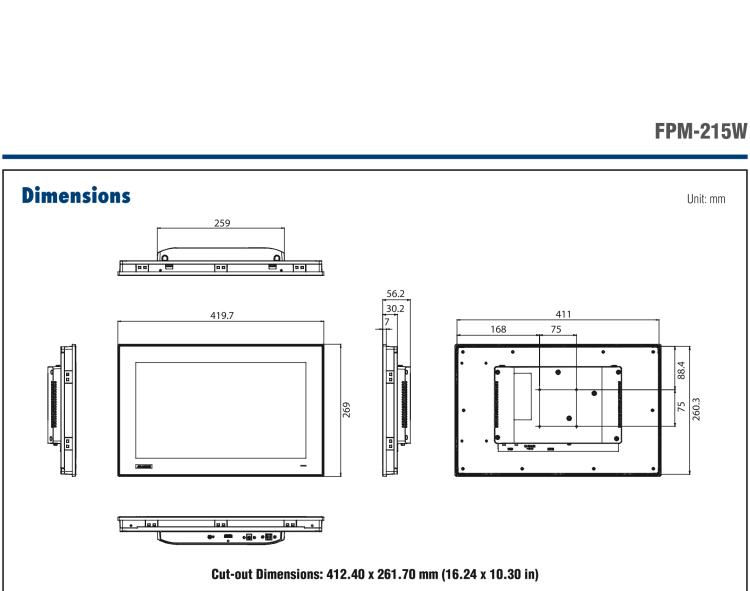 研華FPM-215W 15.6寸WXGA工業(yè)顯示器，支持多點(diǎn)觸控，支持 HDMI端口
