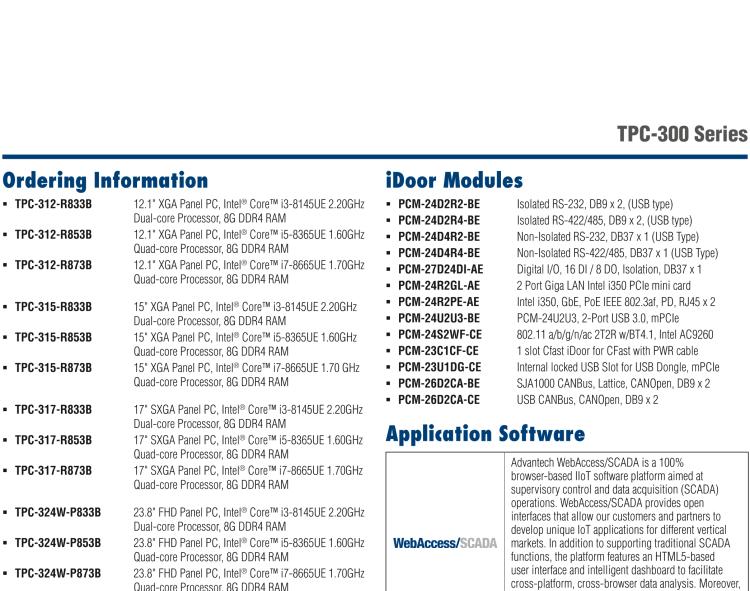 研華TPC-312 12.1" XGA TFT LED LCD工業(yè)平板電腦，搭載第八代Intel?Core?i3/ i5/ i7處理器，內置8G DDR4 RAM