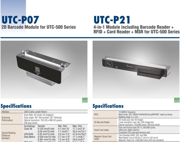 研華UTC-P03 RFID 讀卡器，適用于 UTC-515/520/532 系列