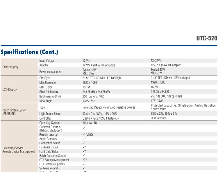 研華UTC-520F 21.5" 多功能觸控一體機(jī)，內(nèi)置Intel? Skylake Core? i5-6300U處理器