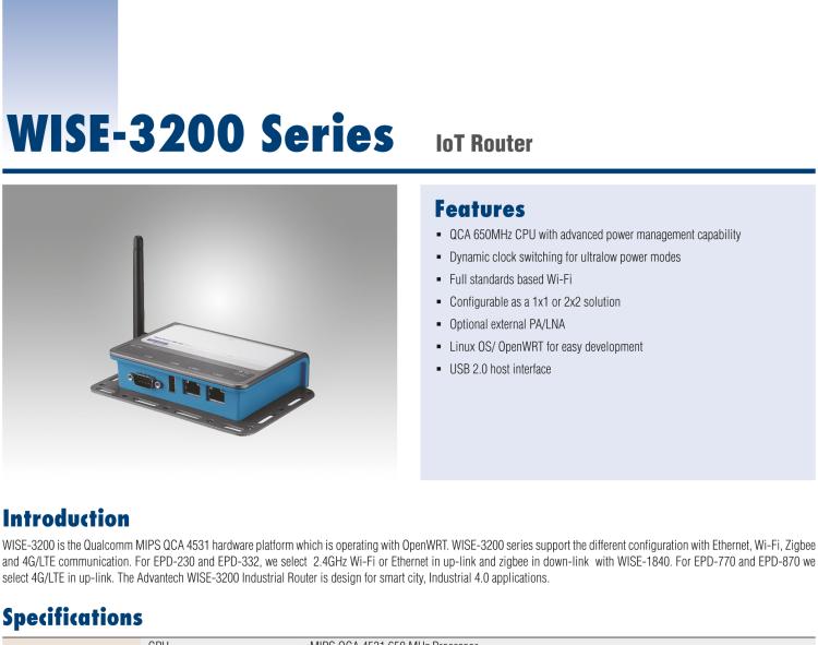 研華WISE-3270 研華EPD電子紙專用工業(yè)網(wǎng)關，以太網(wǎng)、 WIFI（AP）、4G/LTE，專為智能城市、工業(yè)4.2應用而設計。