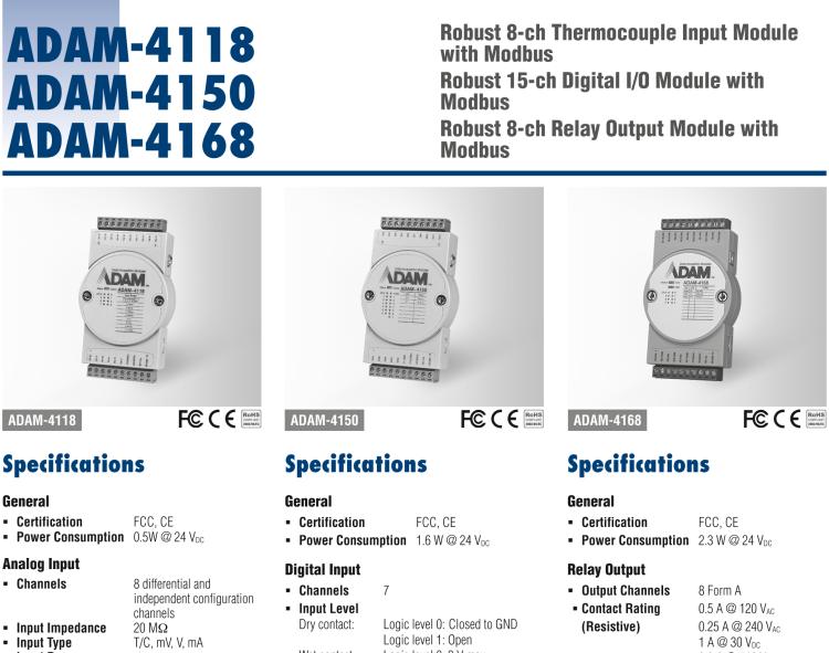 研華ADAM-4118 堅(jiān)固型8路熱電偶輸入模塊，帶Modbus