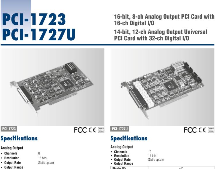 研華PCI-1727U 14位，12通道同步模擬輸出卡