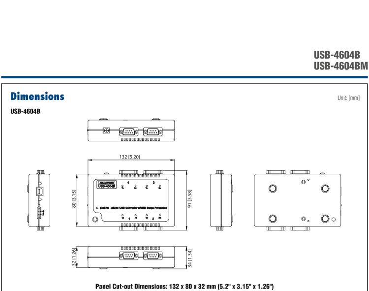 研華USB-4604B USB轉(zhuǎn)4端口RS-232轉(zhuǎn)換器，帶浪涌保護(hù)