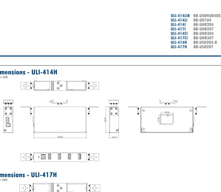 研華BB-USBHUB4OEM ULI-414LIB-工業(yè)USB 2.0集線器，4端口，高穩(wěn)固力連接器