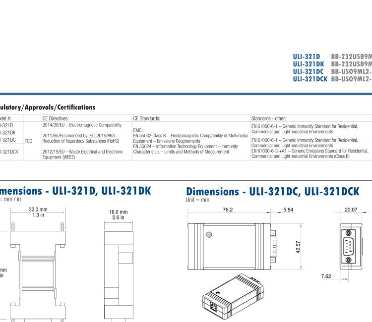 研華BB-232USB9M-LS ULI-321DK USB 2.0到RS-232轉(zhuǎn)換器，DB9公頭 端口號鎖定
