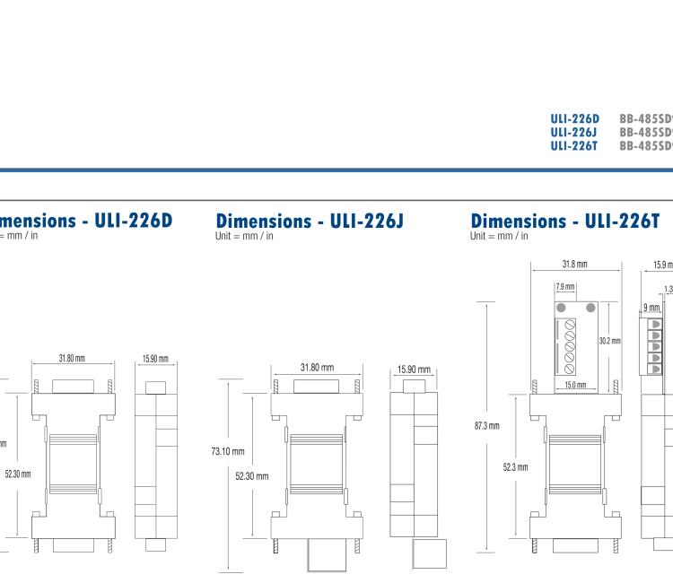 研華BB-485SD9RJ ULI-226J RS-232（DB9母頭）至RS-485 2線(xiàn)（RJ 11）轉(zhuǎn)換器